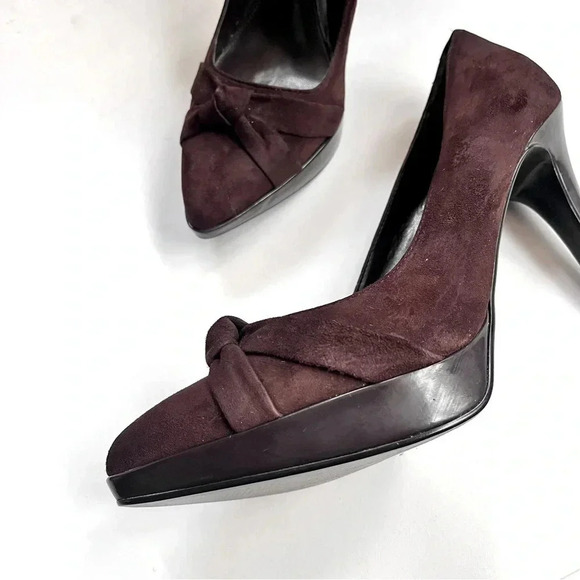 Lauren Ralph Lauren Chocolate Brown Suede Platform Pumps High Heels Size 7.5 - Picture 4 of 15